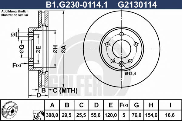 Galfer B1.G230-0114.1 Front brake disc ventilated B1G23001141
