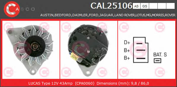 Casco CAL25106GS Alternator CAL25106GS