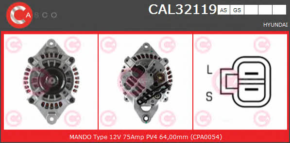 Casco CAL32119GS Alternator CAL32119GS