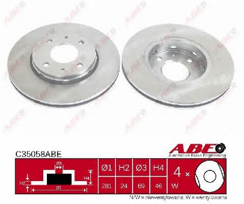 Front vented brake disc ABE C35058ABE