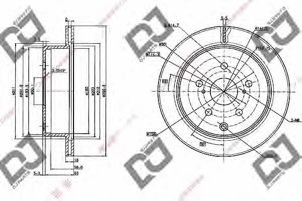 Dj parts BD1018 Rear ventilated brake disc BD1018