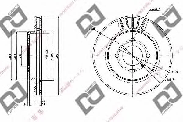 Dj parts BD1039 Front brake disc ventilated BD1039