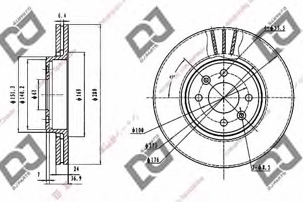 Dj parts BD1192 Front brake disc ventilated BD1192