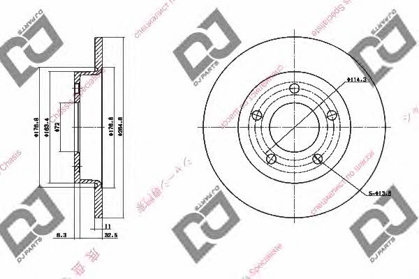 Dj parts BD1376 Rear brake disc, non-ventilated BD1376