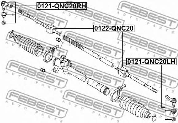 Right tie rod end Febest 0121-QNC20RH