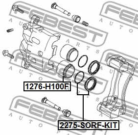 Front brake caliper piston Febest 1276-H100F