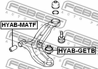 Front lower control arm rear bushing Febest HYAB-GETB