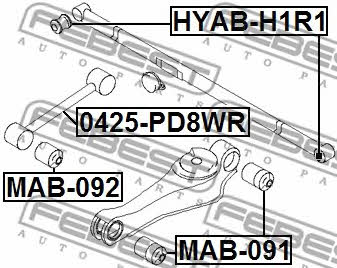 Silent block rear cross link Febest HYAB-H1R1