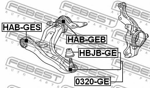 Silent block front lever front Febest HAB-GES