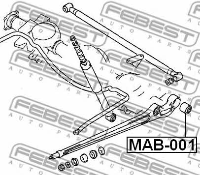 Silent block, rear axle Febest MAB-001