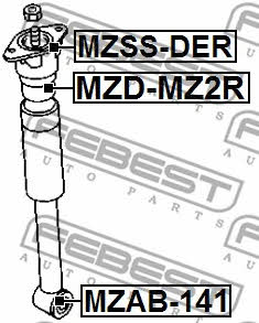 Rear shock absorber bump Febest MZD-MZ2R