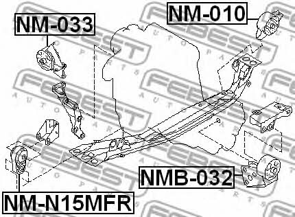 Engine mount, rear Febest NM-010