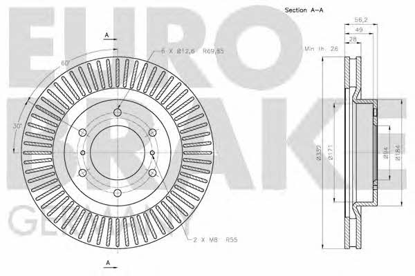 Eurobrake 5815203055 Front brake disc ventilated 5815203055