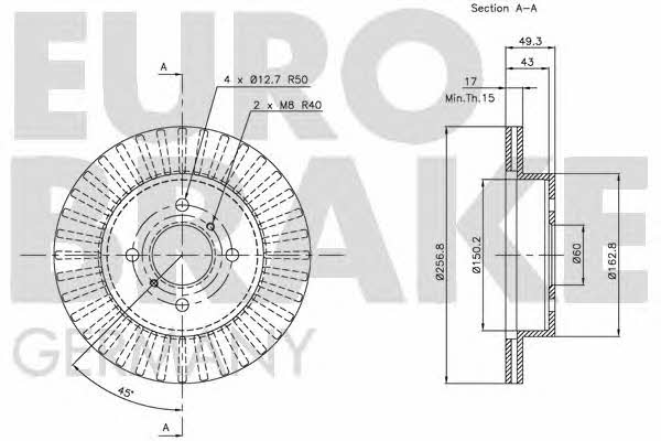 Eurobrake 5815205211 Front brake disc ventilated 5815205211
