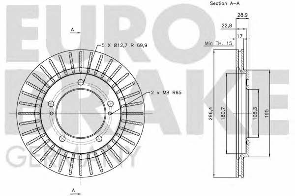 Eurobrake 5815205212 Front brake disc ventilated 5815205212
