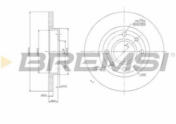 Bremsi DBA995S Unventilated front brake disc DBA995S