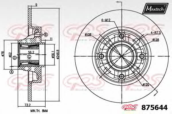 MaxTech 875644.6065 Rear brake disc, non-ventilated 8756446065