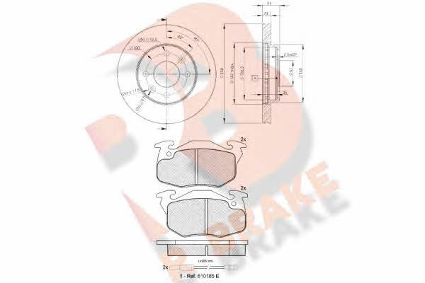  3R06336572 Front ventilated brake discs with pads, set 3R06336572