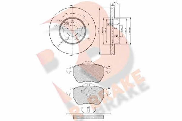 3R11391093 Front ventilated brake discs with pads, set 3R11391093