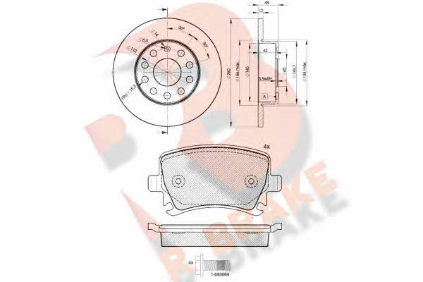  3R16005310 Brake discs with pads rear non-ventilated, set 3R16005310