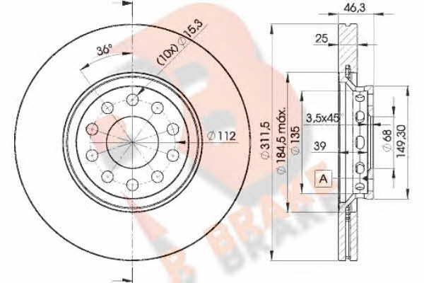 R Brake 78RBD24065 Front brake disc ventilated 78RBD24065