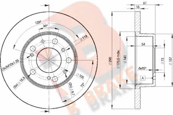 R Brake 78RBD24695 Unventilated front brake disc 78RBD24695