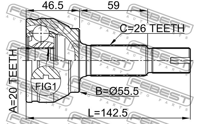 CV joint Febest 0110-KSP90