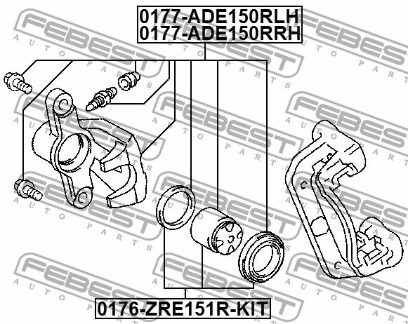 Brake caliper rear right Febest 0177-ADE150RRH