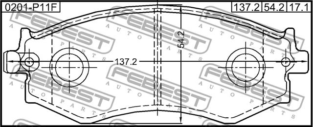 Febest 0201-P11F Brake Pad Set, disc brake 0201P11F