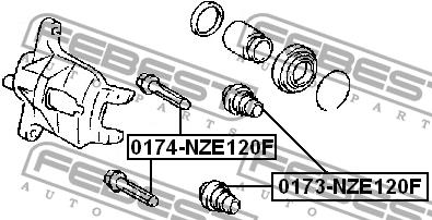 Caliper slide pin Febest 0174-NZE120F