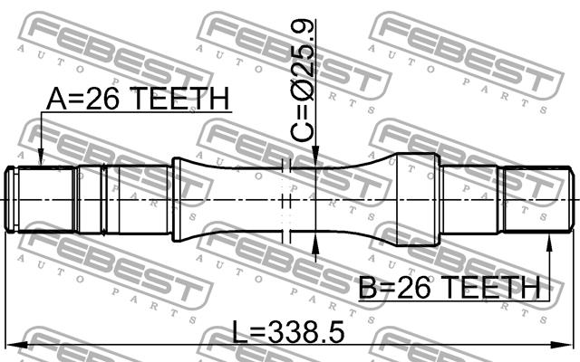 Right axle shaft Febest 0712-RH413