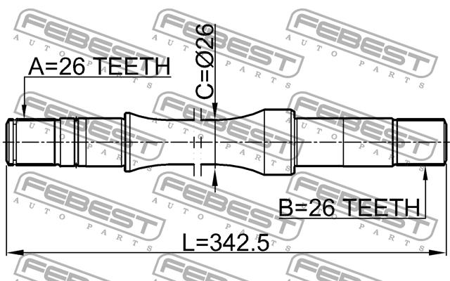 Right axle shaft Febest 0712-RH413WD