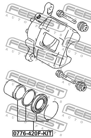 Front brake caliper piston Febest 0776-420F-KIT