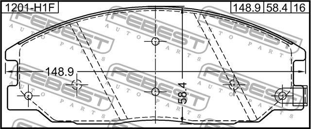 Febest 1201-H1F Brake Pad Set, disc brake 1201H1F