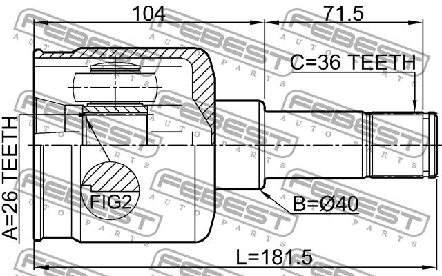 CV joint Febest 2111-FY36LH