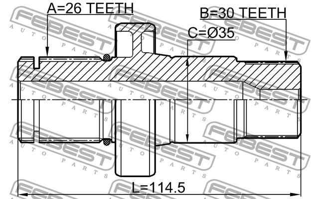 Left axle shaft Febest 2312-TRANST5