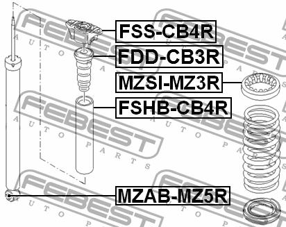 Rear shock absorber bump Febest FDD-CB3R