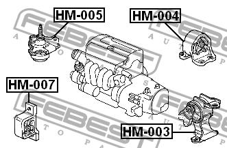 Engine mount, rear Febest HM-004