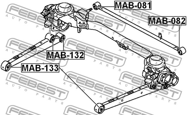 Silent block, rear axle Febest MAB-133