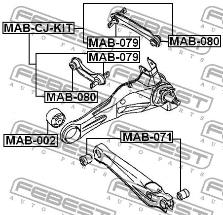 Silent block rear wishbone Febest MAB-CJ-KIT