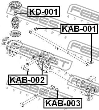 Silent block, rear axle Febest KAB-002