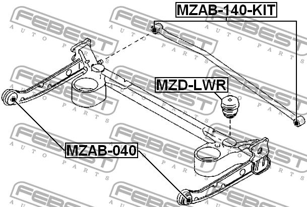 Silent block rear cross link Febest MZAB-140-KIT