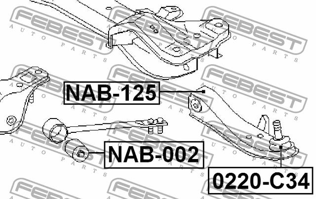 Silent block, front lower arm Febest NAB-125