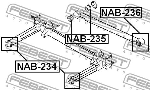 Silent block rear wishbone Febest NAB-236