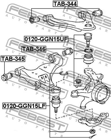 Silent block, front lower arm Febest TAB-345