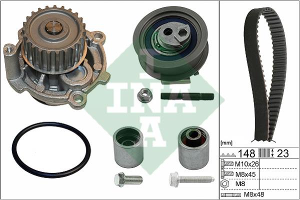 INA 530 0445 32 TIMING BELT KIT WITH WATER PUMP 530044532
