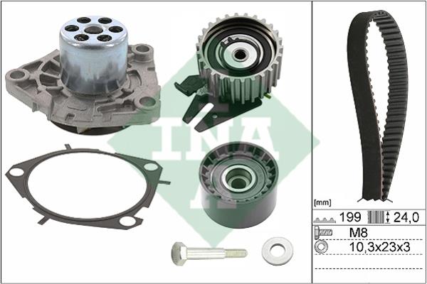 INA 530 0628 30 TIMING BELT KIT WITH WATER PUMP 530062830