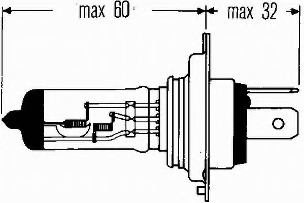 Hella 8GJ 002 525-361 Halogen lamp 12V H4 60/55W 8GJ002525361