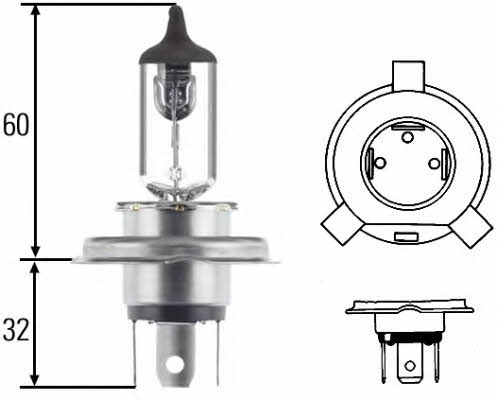 Hella 8GJ 002 525-898 Halogen lamp 12V H4 8GJ002525898