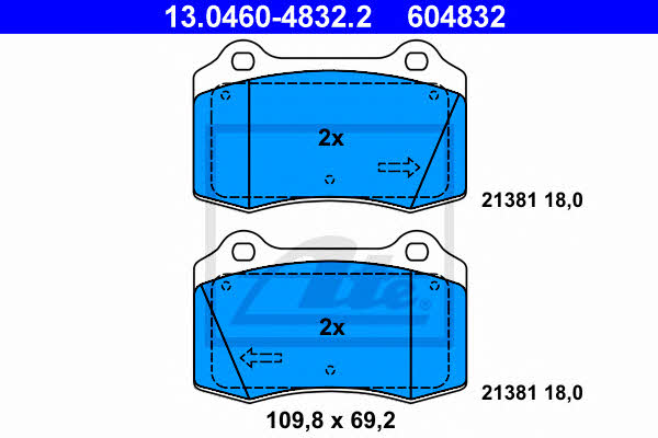 Ate 13.0460-4832.2 Brake Pad Set, disc brake 13046048322